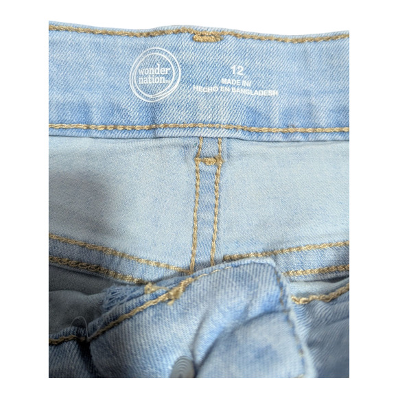 Wonder Nation - Girls Jean Shorts - Size 12 - Adjustable Elastic Fitting Bands - Picture 4 of 7